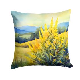 Kentucky Goldenrod in Watercolor Throw Pillow Machine Washable, Indoor Outdoor Decorative Pillow for Couch, Bed or Patio, 18Hx18W