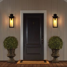 20"(H) Set of 2 Modern Outdoor Wall Lanterns with Black Metal Frame and Clear Glass, Ambient Light Sensors,Weatherproof Wall Sconces for Porch, G