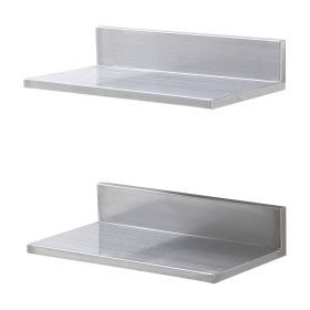 8.6" x 16" Stainless Steel Shelf, Wall Mounted Floating Shelving with Backsplash, 44 lbs Load Capacity Commercial Shelves