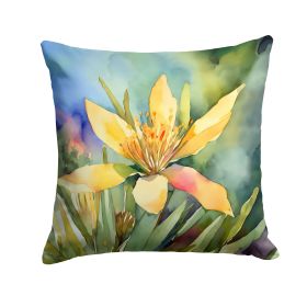 New Mexico Yucca Flower in Watercolor Throw Pillow Machine Washable, Indoor Outdoor Decorative Pillow for Couch, Bed or Patio, 18Hx18W